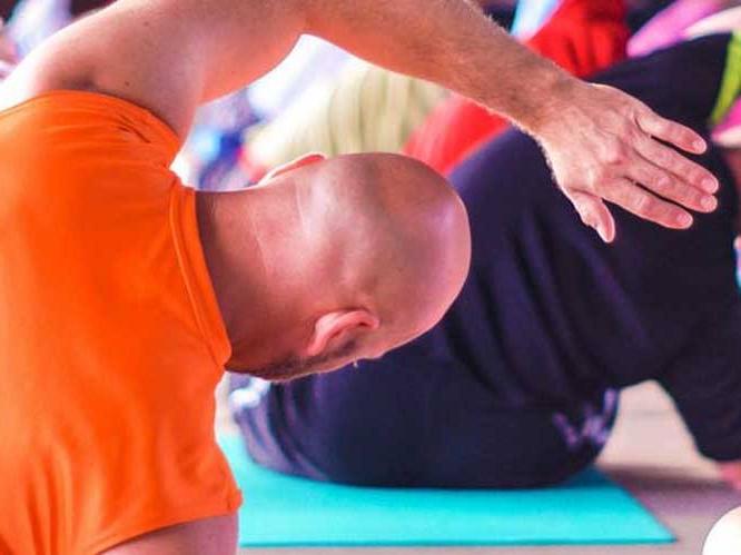 Man is doing yoga