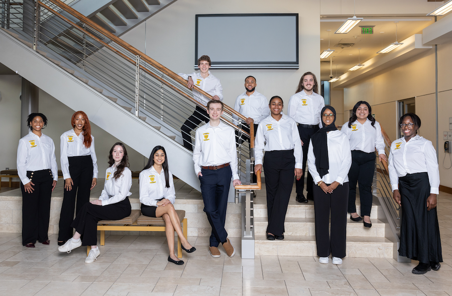 KES students on the stairs